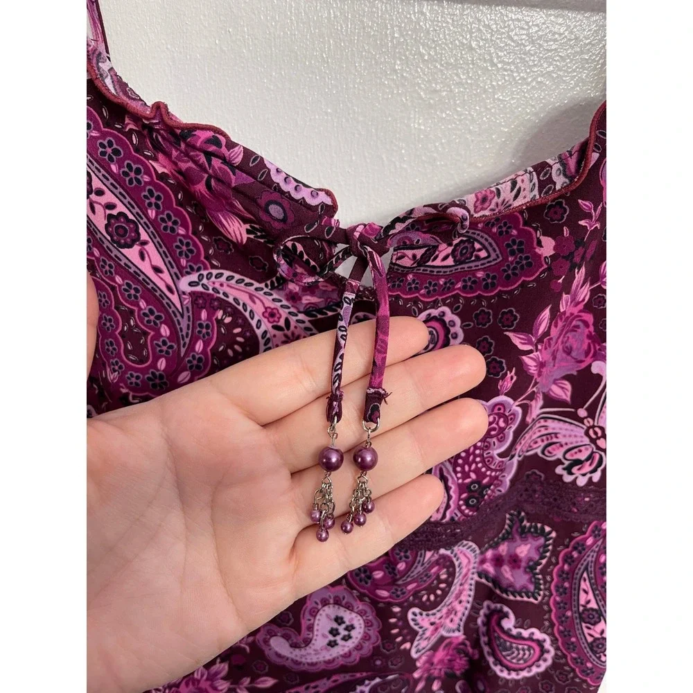 Vintage Y2K Limited Too Purple Paisley‎ Butterfly Slip Dress Youth XL (Adult XS)